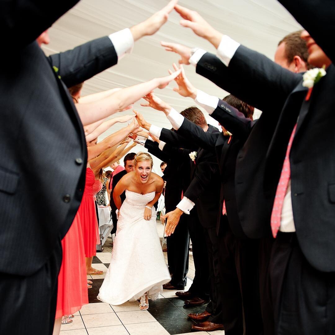 Couple walking through a wedding sparkler send-off
