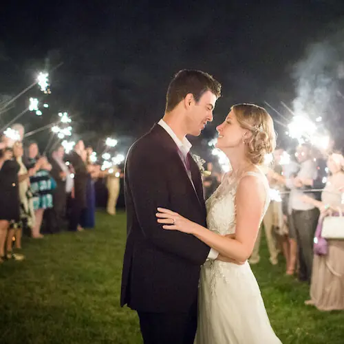 Sparkler send-off at a Glenora Wine Cellars wedding