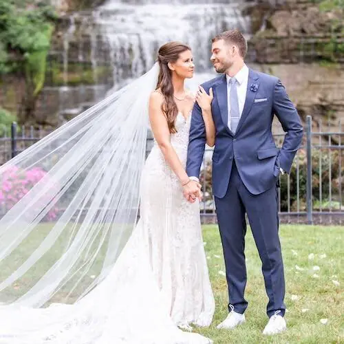 Waterfall wedding ceremony with Fingerlakes Entertainment