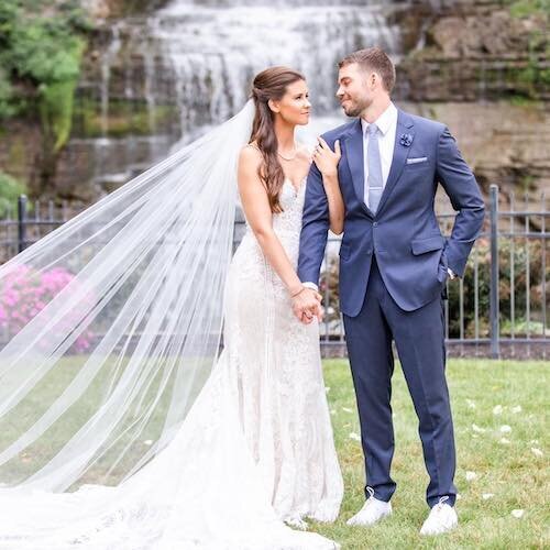 Waterfall wedding ceremony with Fingerlakes Entertainment